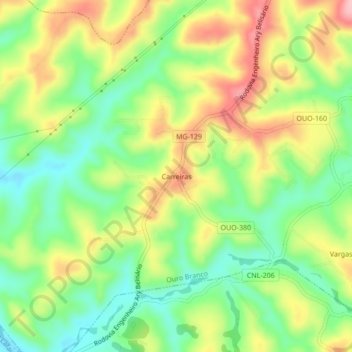 Mappa topografica Carreiras, altitudine, rilievo