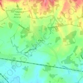 Mappa topografica Four Elms, altitudine, rilievo