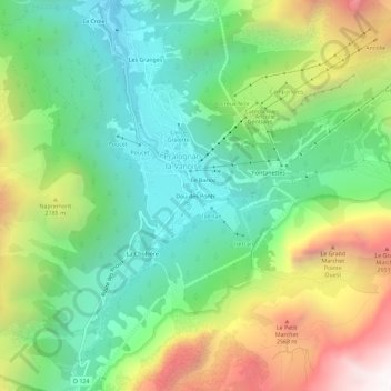 Mappa topografica Dou des Ponts, altitudine, rilievo