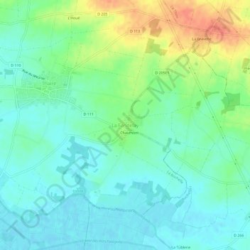 Mappa topografica La Fondelay, altitudine, rilievo