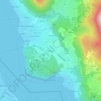 Mappa topografica Écharvines, altitudine, rilievo