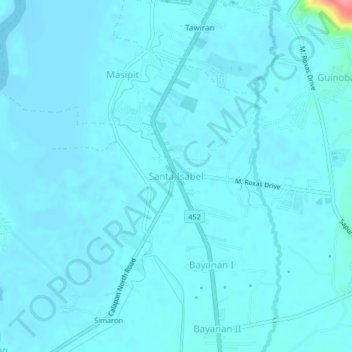 Mappa topografica Santa Isabel, altitudine, rilievo