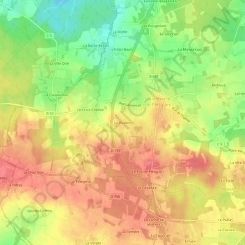 Mappa topografica La Ricolais, altitudine, rilievo