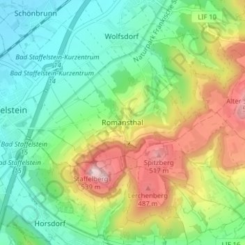 Mappa topografica Romansthal, altitudine, rilievo