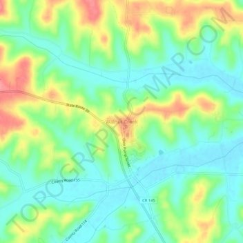 Mappa topografica Walnut Creek, altitudine, rilievo