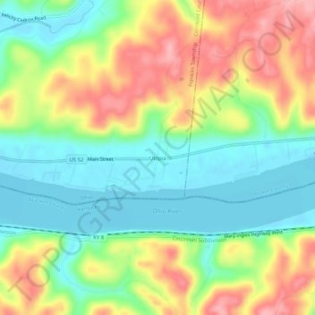 Mappa topografica Utopia, altitudine, rilievo