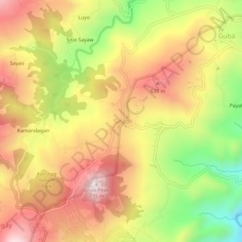 Mappa topografica Sirao, altitudine, rilievo