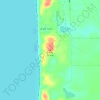 Mappa topografica Baldy, altitudine, rilievo