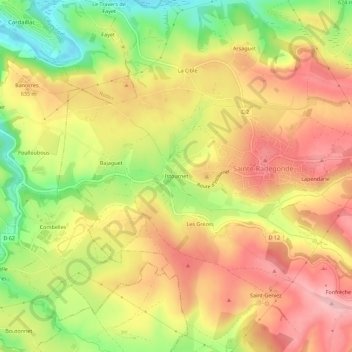 Mappa topografica Istournet, altitudine, rilievo
