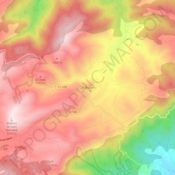 Mappa topografica El Boixar, altitudine, rilievo