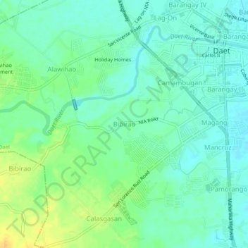 Mappa topografica Bibirao, altitudine, rilievo
