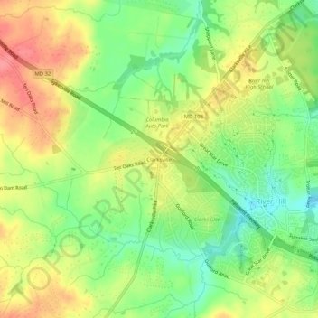 Mappa topografica Clarksville, altitudine, rilievo