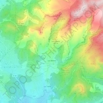 Mappa topografica Les Bellons, altitudine, rilievo