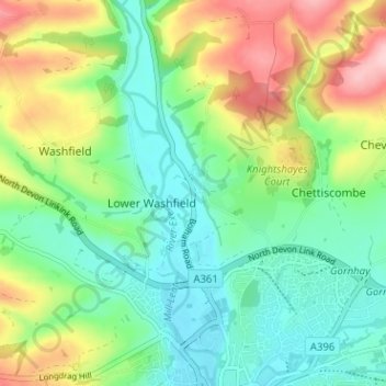 Mappa topografica Bolham, altitudine, rilievo