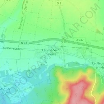 Mappa topografica La Rue-Saint-Pierre, altitudine, rilievo