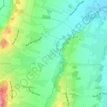 Mappa topografica Touqué, altitudine, rilievo