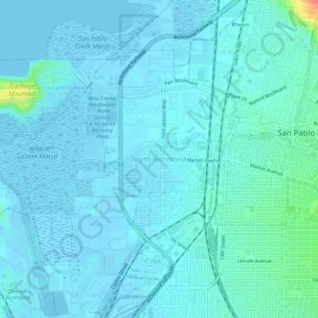 Mappa topografica North Richmond, altitudine, rilievo