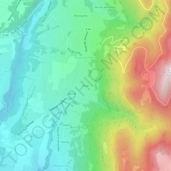 Mappa topografica Assin, altitudine, rilievo
