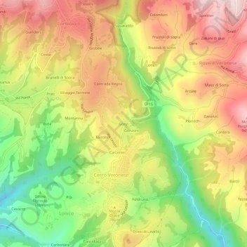 Mappa topografica Gonzi, altitudine, rilievo