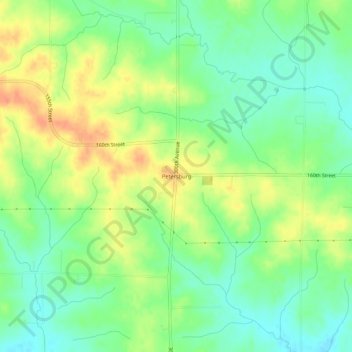Mappa topografica Petersburg, altitudine, rilievo