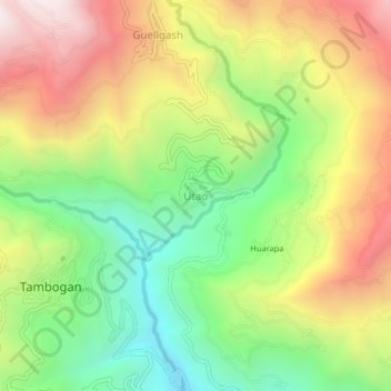 Mappa topografica Utao, altitudine, rilievo