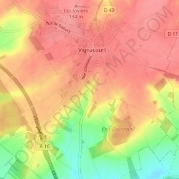 Mappa topografica Les Huys, altitudine, rilievo