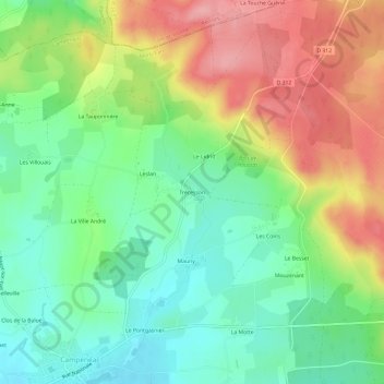 Mappa topografica Trécesson, altitudine, rilievo