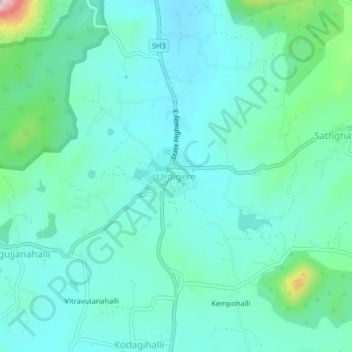 Mappa topografica Urdigere, altitudine, rilievo