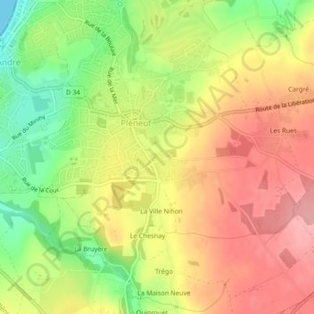 Mappa topografica Peillac, altitudine, rilievo