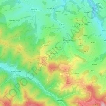 Mappa topografica Heckels, altitudine, rilievo