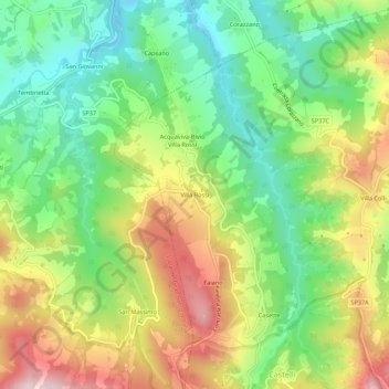 Mappa topografica Villa Rossi, altitudine, rilievo