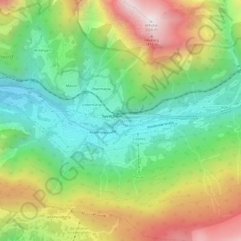 Mappa topografica Dalaas, altitudine, rilievo