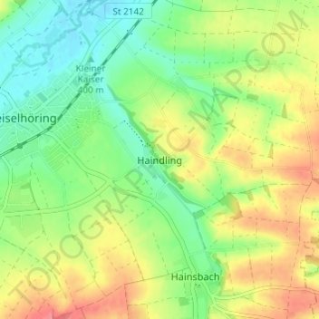 Mappa topografica Haindling, altitudine, rilievo