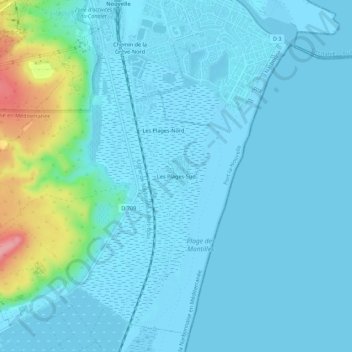 Mappa topografica Les Plages-Sud, altitudine, rilievo