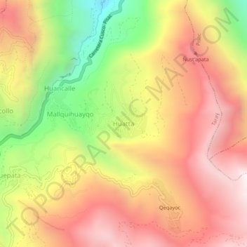 Mappa topografica Huatta, altitudine, rilievo