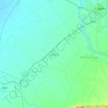 Mappa topografica Bhadraj, altitudine, rilievo