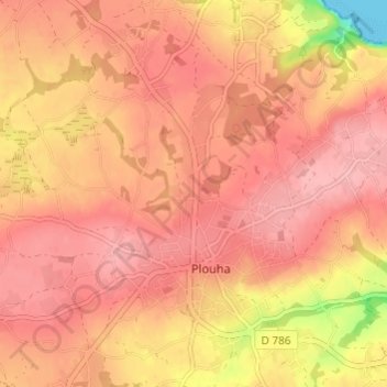 Mappa topografica Kerlerot, altitudine, rilievo