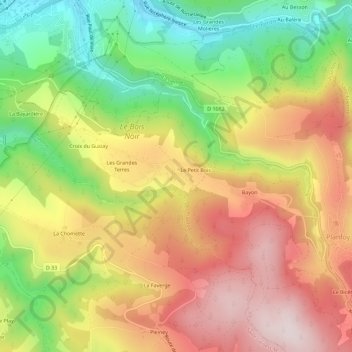 Mappa topografica Le Guizay, altitudine, rilievo