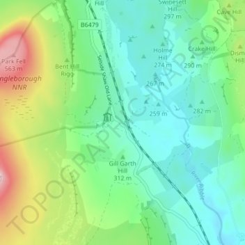 Mappa topografica Selside, altitudine, rilievo
