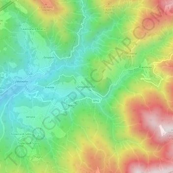 Mappa topografica Groppodalosio, altitudine, rilievo