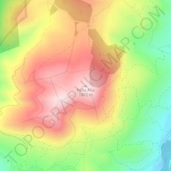 Mappa topografica Peña Alta, altitudine, rilievo