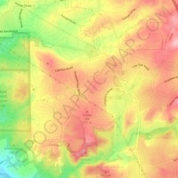 Mappa topografica Ocean Hills, altitudine, rilievo