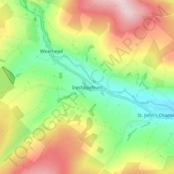 Mappa topografica Ireshopeburn, altitudine, rilievo