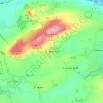 Mappa topografica Dunnichen, altitudine, rilievo