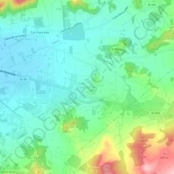 Mappa topografica Can Tomàs, altitudine, rilievo