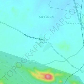 Mappa topografica Narsingapadu, altitudine, rilievo