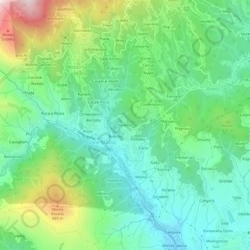 Mappa topografica Nicoletto, altitudine, rilievo
