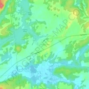 Mappa topografica Seeley's Bay, altitudine, rilievo