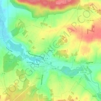 Mappa topografica Limosin, altitudine, rilievo