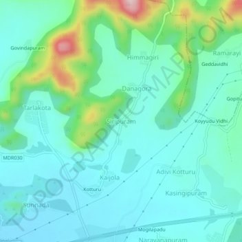 Mappa topografica Siripuram, altitudine, rilievo